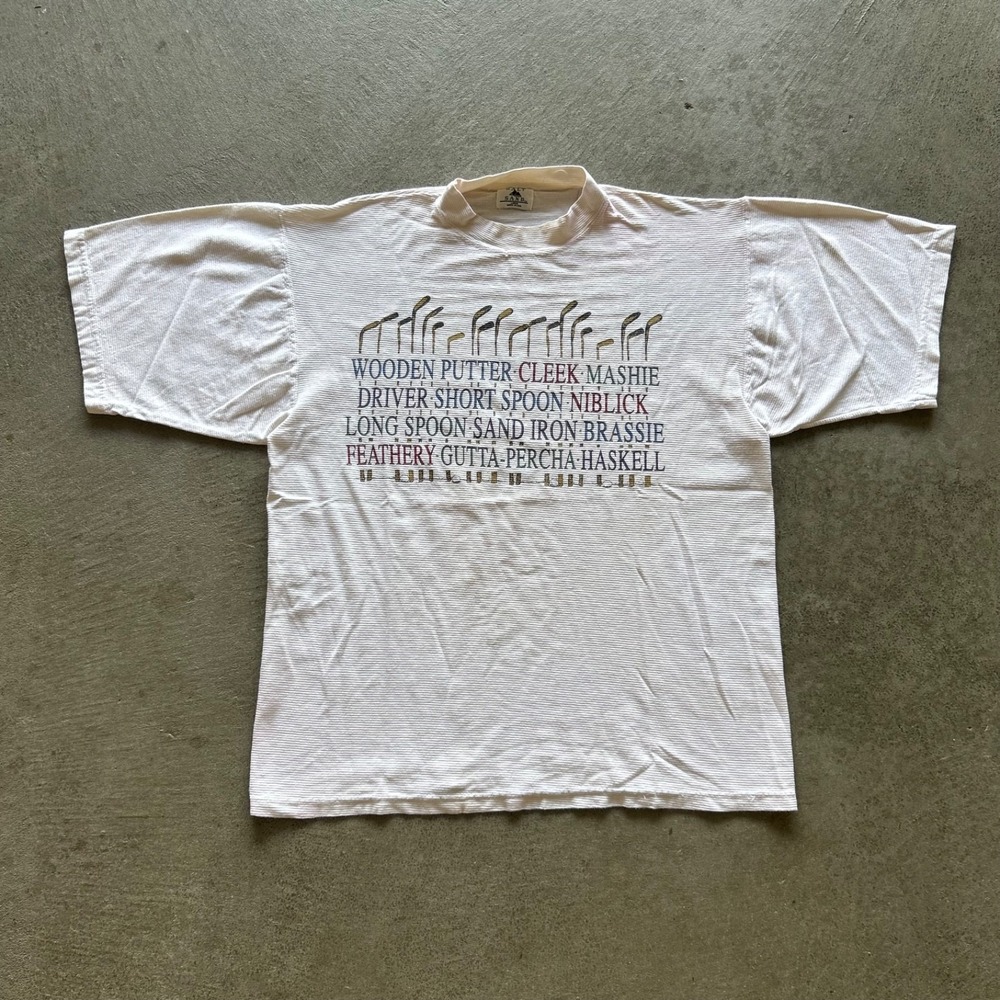 Vintage 90s Golf Shirt Size Large White‎ Funny Club Humor Sports USA Made